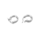 3D Polished Huggie Hoop Earrings .925 Silver (3 Sizes) White Gold S (13MM) HipHopBling