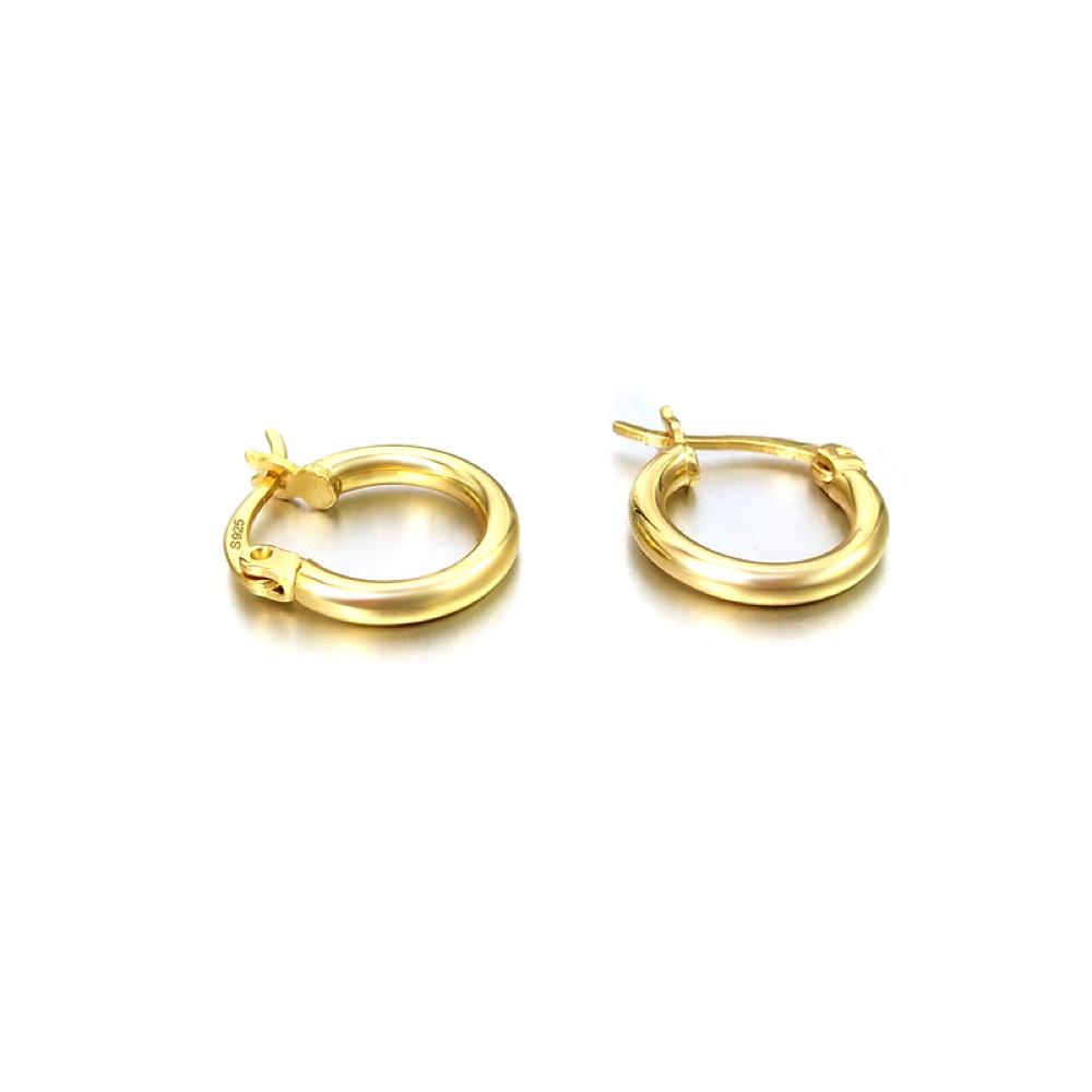 3D Polished Huggie Hoop Earrings .925 Silver (3 Sizes) White Gold S (13MM) HipHopBling