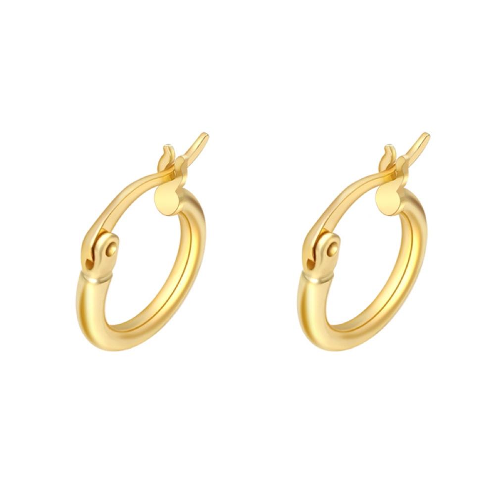 3D Polished Huggie Hoop Earrings .925 Silver (3 Sizes) Yellow Gold S (13MM) HipHopBling