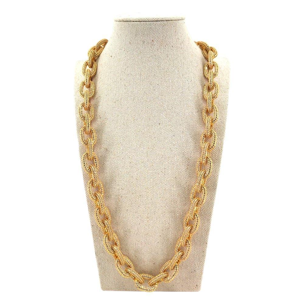 3D Rolo Chain Link Gold Bling Bling Necklace HipHopBling