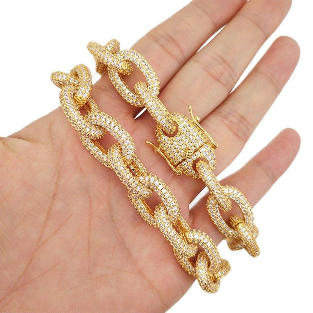 3D Rolo Chain Link Gold Bling Bling Necklace HipHopBling