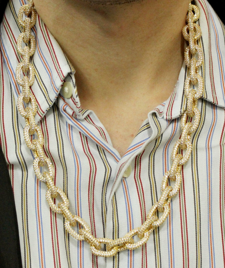 3D Rolo Chain Link Gold Bling Bling Necklace HipHopBling