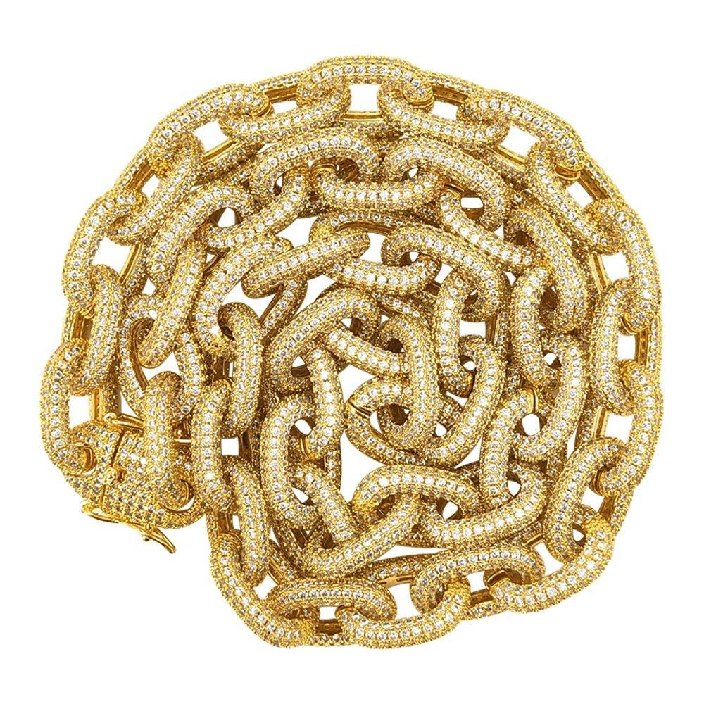 3D Rolo Chain Link Gold Bling Bling Necklace HipHopBling