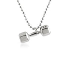 3D Shiny Dumbbell Weight Pendant Crossfit White Gold Finish HipHopBling
