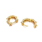 3D Spiked CZ Huggie Hoop CZ Iced Out Earrings .925 Silver White Gold HipHopBling