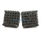 3D Square CZ Bling Bling Earrings Black HipHopBling