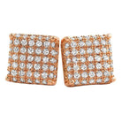 3D Square CZ Bling Bling Earrings White Gold HipHopBling