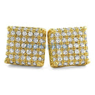 3D Square CZ Bling Bling Earrings Yellow Gold HipHopBling