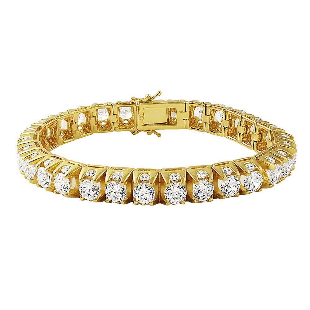 3D Thick Tennis Bracelet Gold HipHopBling