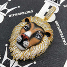 3D Tiger Enamel CZ Hip Hop Iced Out Pendant White Gold HipHopBling