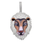 3D Tiger Enamel CZ Hip Hop Iced Out Pendant White Gold HipHopBling