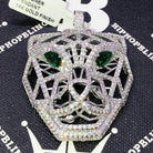 3D Tiger Face Hollow CZ Hip Hop Bling Bling Pendant White Gold HipHopBling