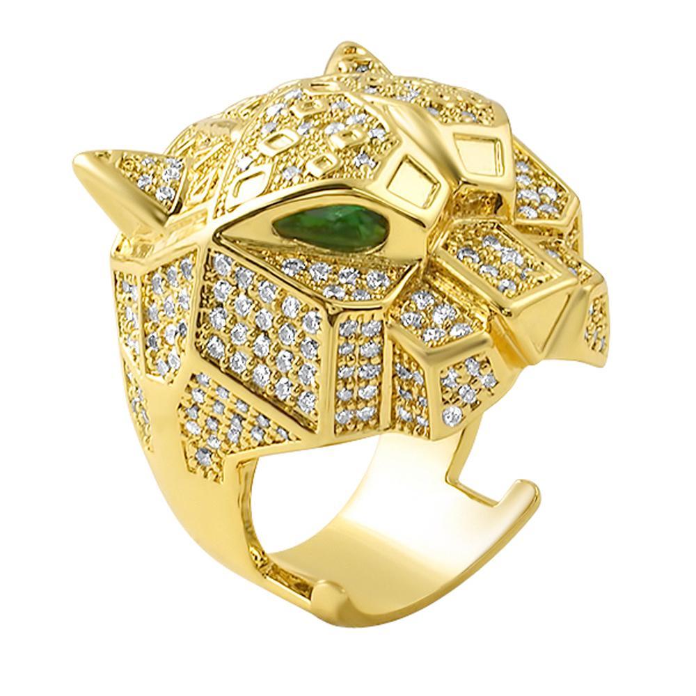 3D Tiger Micro Pave Gold Bling Bling Ring 7 HipHopBling
