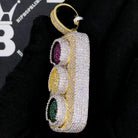 3D Traffic Light VVS CZ Hip Hop Iced Out Pendant Yellow Gold HipHopBling