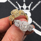 3D Tri Cluster Diamond Ring 1.30cttw 10K Gold 10K Yellow Gold HipHopBling