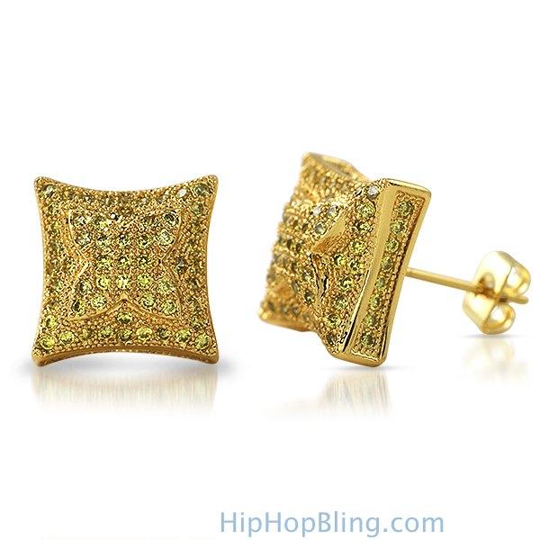 3D X Kite Lemonade CZ Micro Pave Hip Hop Earrings HipHopBling