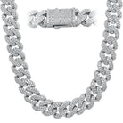 3D XL Cuban Link CZ Bling Iced Out Chain White Gold 20" HipHopBling