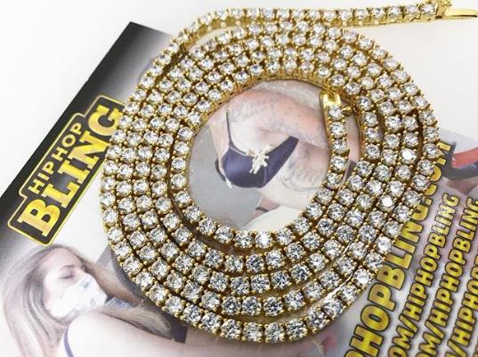 3MM 1 Row Gold CZ Tennis Chain Bling HipHopBling