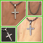 3MM CZ Tennis Cross Bling Bling Stainless Steel Pendant Only HipHopBling