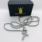 3MM CZ Tennis Cross Bling Bling Stainless Steel Pendant Only HipHopBling