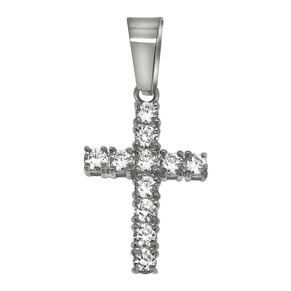 3MM CZ Tennis Cross Bling Bling Stainless Steel Pendant Only HipHopBling