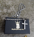 3MM CZ Tennis Cross Bling Bling Stainless Steel Pendant Only HipHopBling