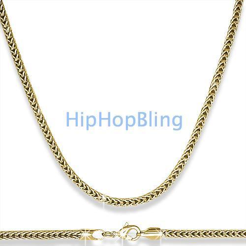 3mm Foxtail Franco Gold Hip Hop Chain HipHopBling