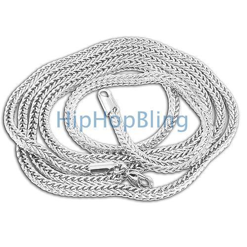 3mm Foxtail Franco Rhodium Hip Hop Chain 36" HipHopBling