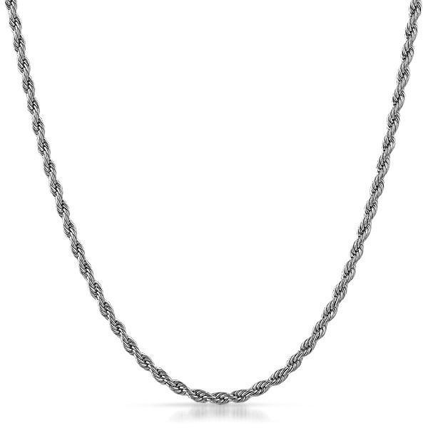 3MM Rope Chain Stainless Steel 24" HipHopBling