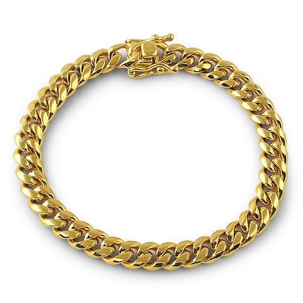 3X IP Gold Miami Cuban Bracelet Stainless Steel 8MM 7" HipHopBling