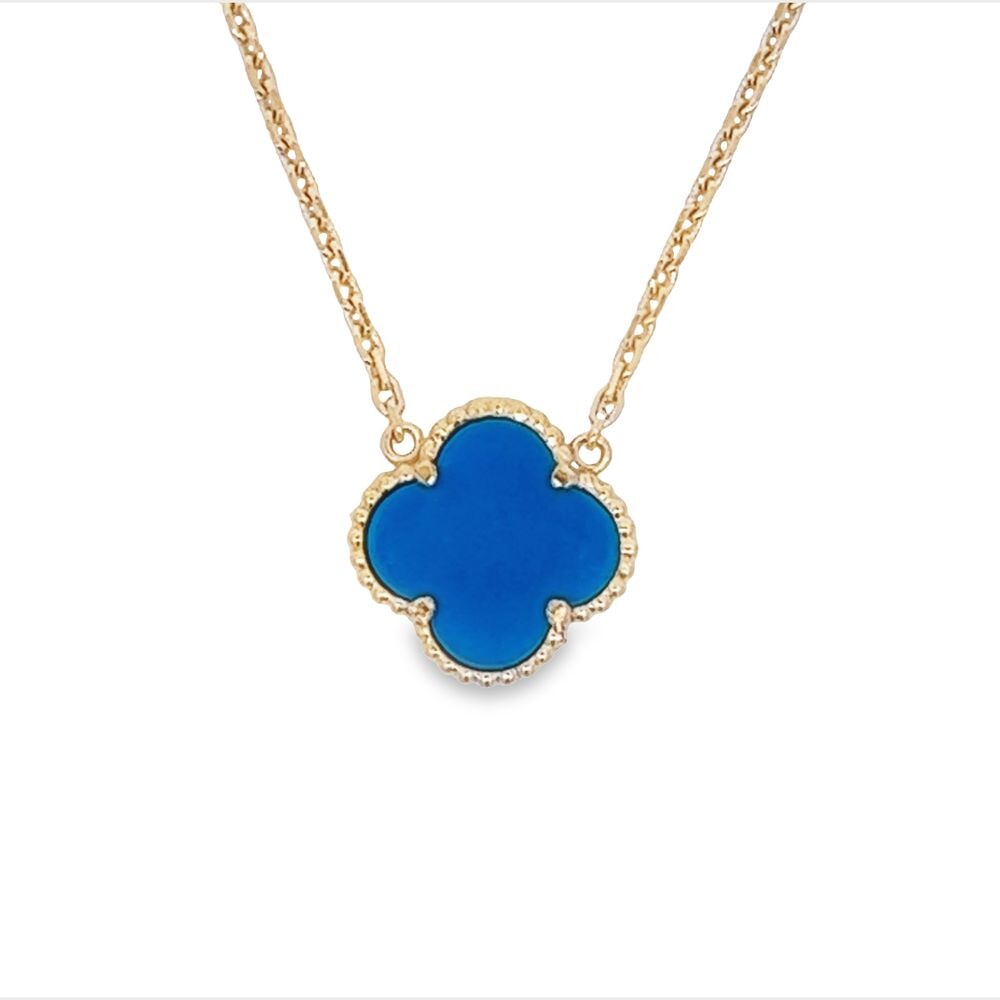 4 Leaf Clover Cross Small Women's Necklace 10K Yellow Gold HipHopBling