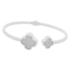 4 Leaf Clover CZ Solid 10K Gold Women's Bangle 10K White Gold HipHopBling