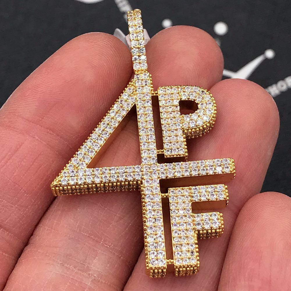 4 Pockets Full 4PF CZ Hip Hop Bling Bling Pendant Yellow Gold HipHopBling