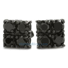 4 Stone Box Black CZ Diamond Bling Bling Earrings HipHopBling
