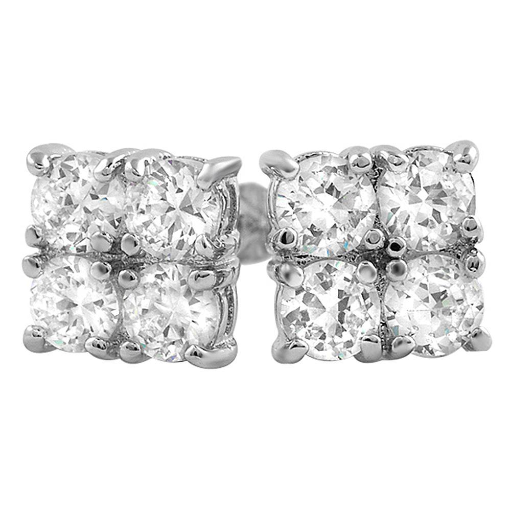 4 Stone Box CZ Diamond Bling Bling Earrings HipHopBling