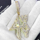 4 Way Baguette Medium VVS CZ Hip Hop Iced Out Pendant Yellow Gold HipHopBling