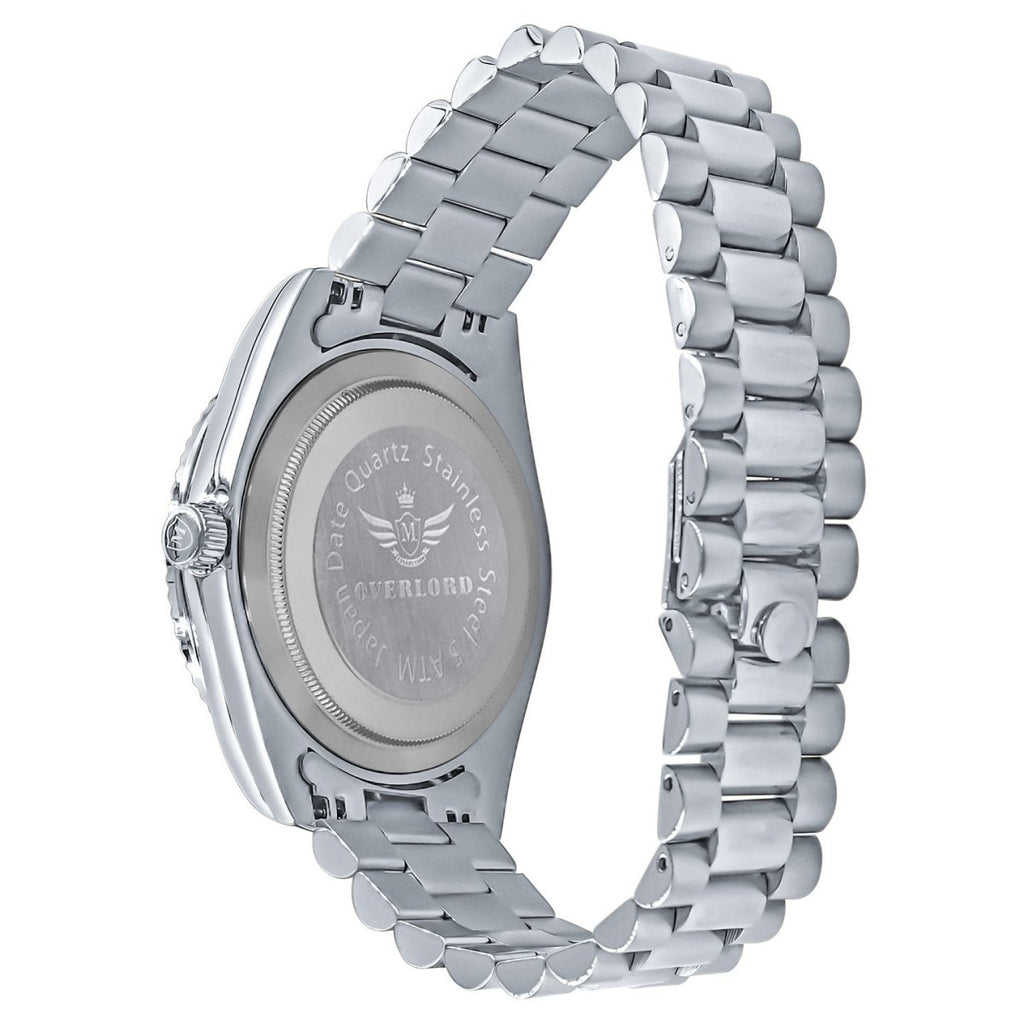 41MM CZ Pave Dial Baguette Hours Day Watch White Gold HipHopBling