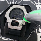 4.25 Carat Moissanite VVS Iced Out G Shock DW6900 Custom Watch Jet Black HipHopBling