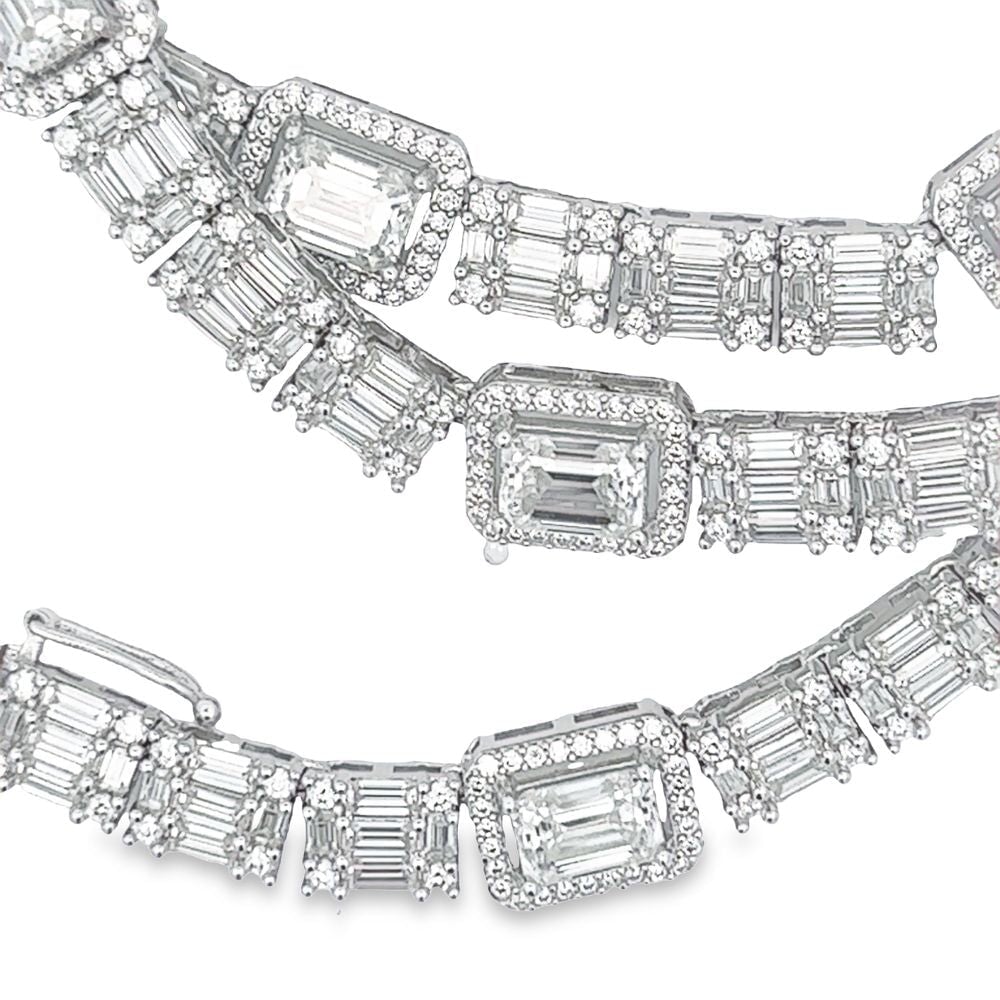 45.00 Carat Baguette Cluster Moissanite Chain Iced Out .925 Sterling Silver 20" HipHopBling