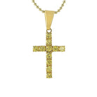 4MM Canary CZ Gold Stainless Steel Cross Pendant Only HipHopBling