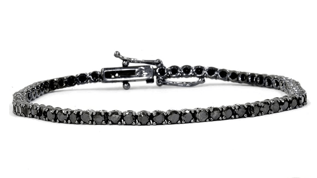 4MM CZ 1 Row Bling Bling Tennis Bracelet Black 7" HipHopBling