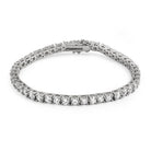 4MM CZ 1 Row Bling Bling Tennis Bracelet Rhodium 7" HipHopBling