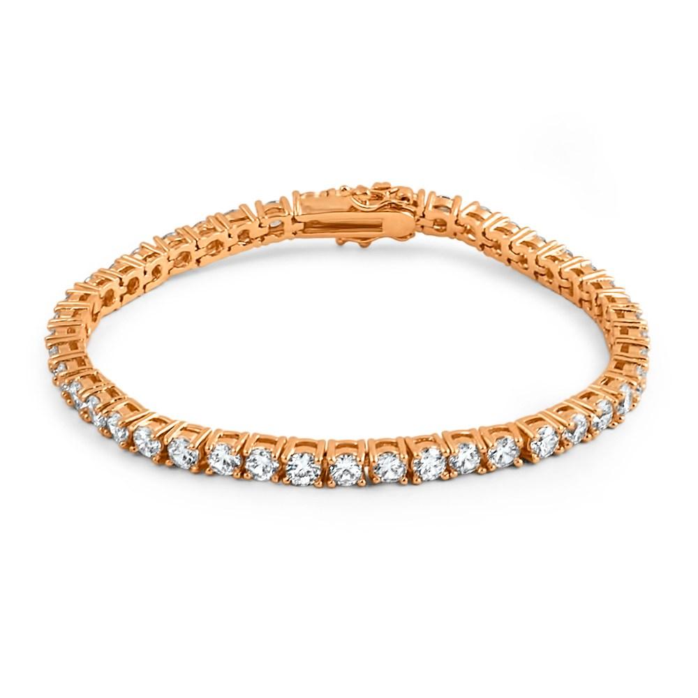 4MM CZ 1 Row Bling Bling Tennis Bracelet Rose Gold 8" HipHopBling