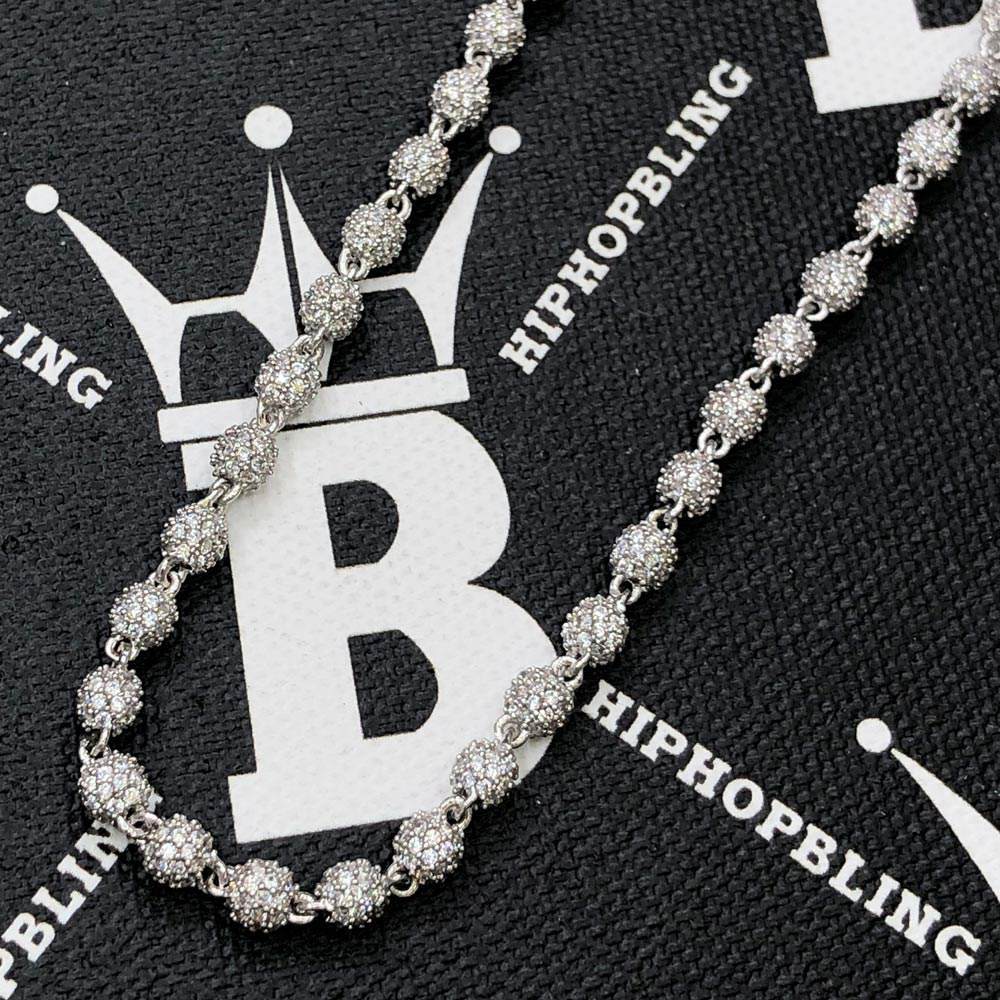4MM Dog Tag Link CZ Hip Hop Iced Out Chain White Gold 18" HipHopBling