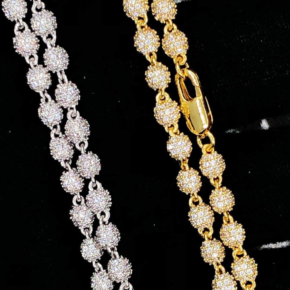 4MM Dog Tag Link CZ Hip Hop Iced Out Chain Yellow Gold 18" HipHopBling