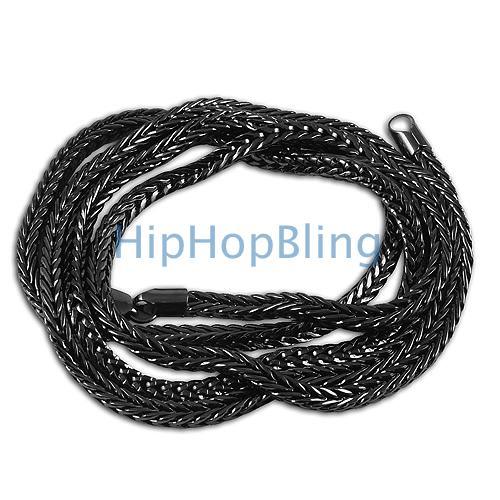 4mm Foxtail Franco Black Hip Hop Chain HipHopBling