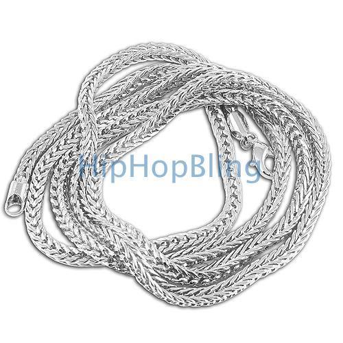 4mm Foxtail Franco Rhodium Hip Hop Chain 36" HipHopBling