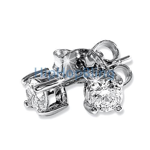 4mm Round Signity CZ Sterling Silver Earrings HipHopBling