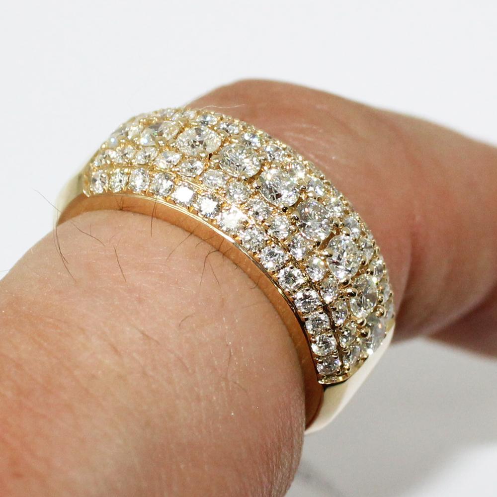 5 Row 2.20cttw Diamond 14K Yellow Gold Ring HipHopBling