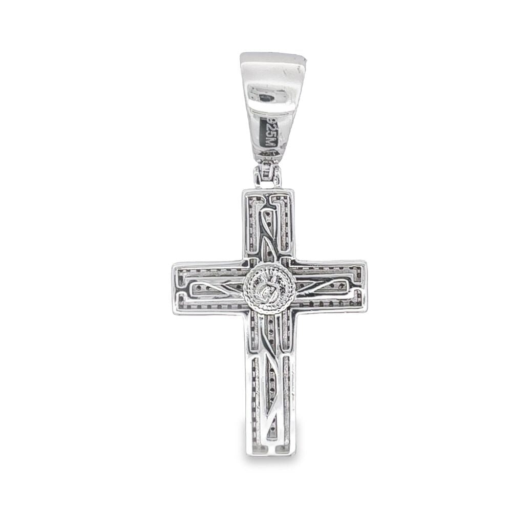 5 Row Baguette Cross VVS Moissanite Pendant 2.83cttw .925 Sterling Silver HipHopBling